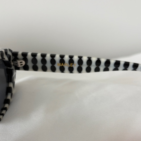 Anthropologie White and Black Polka Dot Oval Sunglasses main image 4